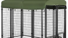 PawHut Canisa in aer liber , lada cu blocare pentru animale de companie, gard din sarma sudata de otel, cu acoperis | AOSOM RO