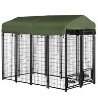 PawHut Canisa in aer liber , lada cu blocare pentru animale de companie, gard din sarma sudata de otel, cu acoperis | AOSOM RO - 1