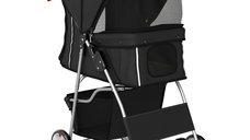 PawHut carucior pliabil pentru caini de pana la 10 kg, 77 x 44 x 102 cm, negru