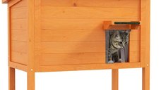 PawHut Casa pentru Pisici de Exterior, Rezistenta la Intemperii, 1 Fereastra, 1 Intrare, Dimensiuni 85 x 50 x 68.5 cm, Portocalie si Verde