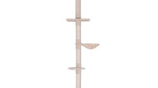PawHut Centru de Joacă pentru Pisici cu Nivele Multiple, Hamac și Înălțime Reglabilă, 40x34x230-260cm, Bej | Aosom Romania