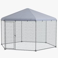 PawHut Cotet pentru Gaini cu Acces Usor, Galvanizat, pentru Exterior cu Acoperis pentru 10-15 pui, gaini, iepuri, rate, 4 x 3,5 x 2,6m, Argintiu - 1