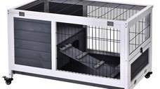 PawHut cusca cu rampa si culcus, pentru iepuri 90x53x59 cm | AOSOM RO