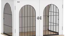 PawHut Cușcă pentru Câine Mobilier Cușcă de Interior cu Ușă Dublă - 80x56x59cm Alb | Aosom Romania