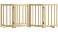PawHut Gard din Lemn pentru Câini, 4 Panouri, Flexibil, Dimensiuni 204L x 36B x 75H cm, Lemn Natural | Aosom Romania