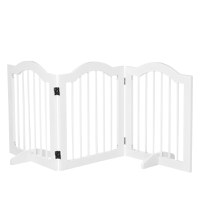 PawHut Gard pliabil pentru caini din lemn cu 3 sectiuni , 154,5x29,5x61cm, alb | AOSOM RO - 1