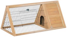 PawHut Grajd Triunghiular pentru Iepuri cu Tarc Exterior si Cuib Dublu, Dimensiuni 116L x 62,2l x 52,5H cm, Lemn Masiv de Pin | Aosom Romania