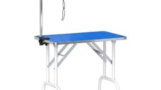 PawHut masa pliabila de toaletare pentru caini, cu blat antiderapant si brat reglabil, 81 x 48,5 x 80 cm, albastra