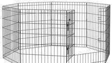 PawHut Padoc Portabil pentru Câini si Pisici, Structura Metalica, 8 Module, Dimensiuni 76x61 cm, Culoare Neagra