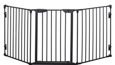 PawHut Poarta Metalica de Siguranta pentru Câini, Bariera Reglabila si Pliabila, 180x3x74.5 cm, Negru