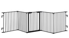 PawHut Poarta pentru Caini Talie Mica si Medie cu Structura Modulara cu 5 Panouri, Tarc Pliabil din Metal si Plastic, 300x3x74.5 cm, Negru