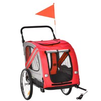 PawHut Remorca de bicicleta pentru caini 2-in-1 Carucior animal de companie Carucior bicicleta Atas de calatorie cu cadru de otel | AOSOM RO - 1