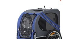 PawHut Rimorchio per Bicicletta per Animali Domestici Ruota 50 cm Impermeabile Grigio Blu