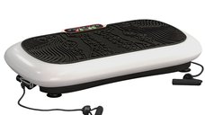 Placa vibratoare HOMCOM cu 99 de trepte si 2 benzi de fitness, 73 x 40 x 13 cm, Alb si Negru