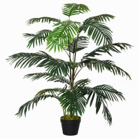Planta decorativa din plastic, 20 frunze, 140cm, verde Outsunny | Aosom RO - 1