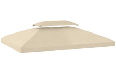 Prelata de Schimb Outsunny 4x3 m cu Acoperis Dublu si Orificii de Drenaj, Protectie UV - Fara Cadru Alb Crem