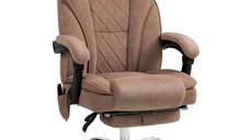 Scaun de birou ergonomic Vinsetto cu masaj si suport pentru picioare, rotativ, Maro | Aosom Romania