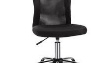 Scaun de Birou Ergonomic Vinsetto, Rotativ, Fara Cotiere, Inaltime Reglabila, Negru, 43x46x100cm | Aosom Romania