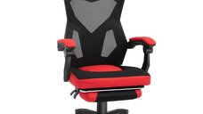 Scaun de Birou Vinsetto Ergonomic si Reclinabil cu Suport pentru Picioare Negru si Rosu | Aosom Romania