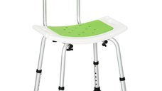 Scaun de Dus HOMCOM pentru Seniori, Reglabil pe Inaltime, cu Spatar si Antialunecare, Dimensiuni 51.5x49.5x68.5-81cm, Verde