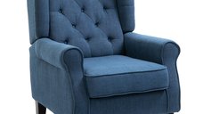 Scaun Decorativ HOMCOM cu Spatar Inalt si Cotiere Captusite, Albastru