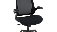 Scaun ergonomic de birou HOMCOM cu cotiere 3D si spatar din plasa, Negru