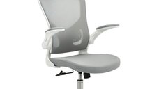 Scaun ergonomic Vinsetto pentru birou cu balans, spătar înalt, suport lombar și cap, brațe pliabile, Gri, 65 x 64 x 114-122 cm | Aosom Romania