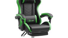 Scaun Gaming Vinsetto Ergonomic cu Înălțime Reglabilă, Spătar Rabatabil, 65x65x121-129 cm, Negru | Aosom Romania