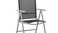 Scaun Pliabil de Gradina Outsunny cu Spatar Reglabil din Aluminiu, 65x55x107 cm, Negru