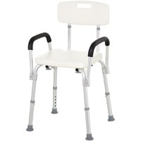 Scaun reglabil cu spatar de dus HOMCOM, 46,5x54x72,5-85 cm | Aosom Romania - 1