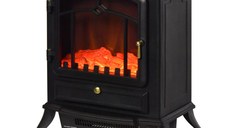 Semineu Electric cu Efect Flacara soba electrica de Podea aparat de incalzire electric 42x28x55cm Negru HOMCOM | Aosom Romania