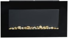 Semineu electric de perete HOMCOM, 1000/2000 W, flacara LED in 7 culori, 72,5 x 11,5 x 40 cm, negru