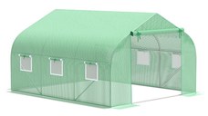 Sera de gradina cu acoperis inclinat din PE Outsunny, 3.5x3x2m, verde | Aosom RO