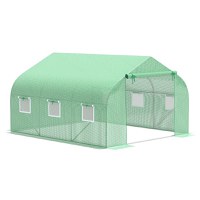 Sera de gradina cu acoperis inclinat din PE Outsunny, 3.5x3x2m, verde | Aosom RO - 1