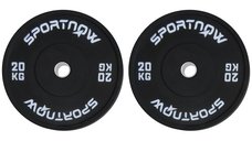 Set 2 Placi Greutati Olimpice SPORTNOW 20 kg din Cauciuc pentru Antrenamente Acasa si Sala