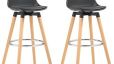 Set 2 Scaune de Bar HOMCOM din Piele Ecologica, Design Modern, Negru