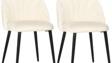 Set 2 scaune pentru camera de zi si sufragerie tapitate HOMCOM, design nordic si ergonomic, 52x54x79cm | Aosom RO