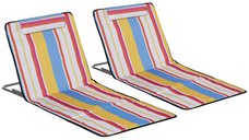 Set 2 Șezlonguri Outsunny pentru Plajă cu Spătar Reglabil și Geantă de Transport, Multicolor