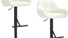 Set 2 Taburete de Bar HOMCOM, Inaltime Reglabila, Material Textil Efect In, Baza din Otel, 52,5 x 53 x 86,5-108 cm, Crem