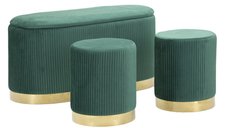Set 3 Piese Mauro Ferretti Banca Cu Depozitare Si Taburet Shopy Green 80x37x42-29x33 | Aosom Romania