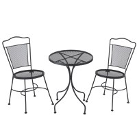 Set bistro Outsunny din 3 piese, set pliabil de terasa in aer liber cu scaune metalice si masa rotunda pentru curte, gradina langa piscina, negru - 1