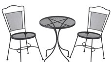 Set bistro Outsunny din 3 piese, set pliabil de terasa in aer liber cu scaune metalice si masa rotunda pentru curte, gradina langa piscina, negru