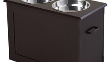 Set Boluri PawHut pentru Caini, Hrănitor Dublu Ergonomic, Alb si Gri | Aosom Romania