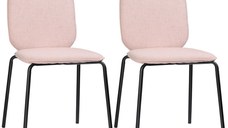Set de 2 scaune de bucatarie HOMCOM tapitate cu picioare din otel | Aosom RO