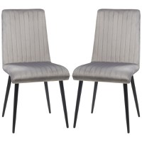 Set de 2 Scaune de luat Masa HOMCOM, Moderne, Tesatura de Catifea, Gri | Aosom RO - 1