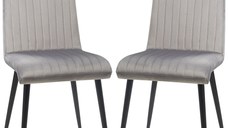 Set de 2 Scaune de luat Masa HOMCOM, Moderne, Tesatura de Catifea, Gri | Aosom RO