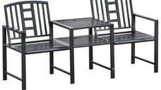 Set de 2 Scaune si Masuta de Cafea Outsunny, Negru | Aosom Romania