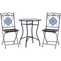 Set de Gradina 3 Piese Outsunny cu Mozaic, din Metal, Albastru | Aosom Ro - 1