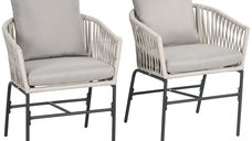 Set de Scaune de Exterior Outsunny Bohem din Franghie Impletita, 2 Bucati cu Perne Confortabile, Design Modern