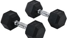 Set Gantere HOMCOM 2x8 kg cu Mâner Antiderapant pentru Antrenamente Acasă, Negru | Aosom Romania
